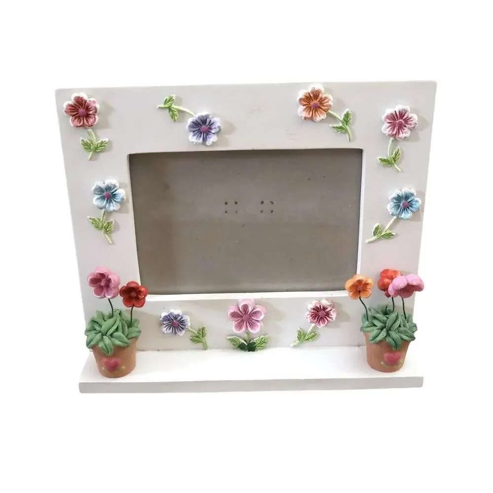 Vintage White 3D Flower Embellishments Picture Photo Frame Y2K Art Decor Girls